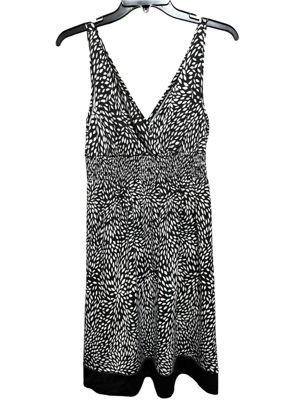 V-Neck Midi Dress with Smocked Waist
